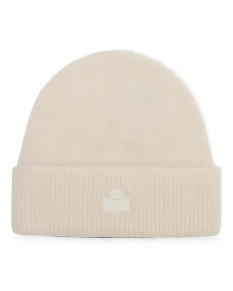 Isabel Marant Peeta logo-patch beanie hat - Nude Nude