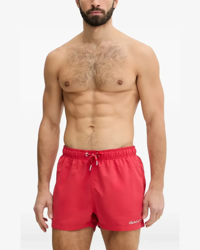 Gant logo-print drawstring swim shorts - Rot Rot