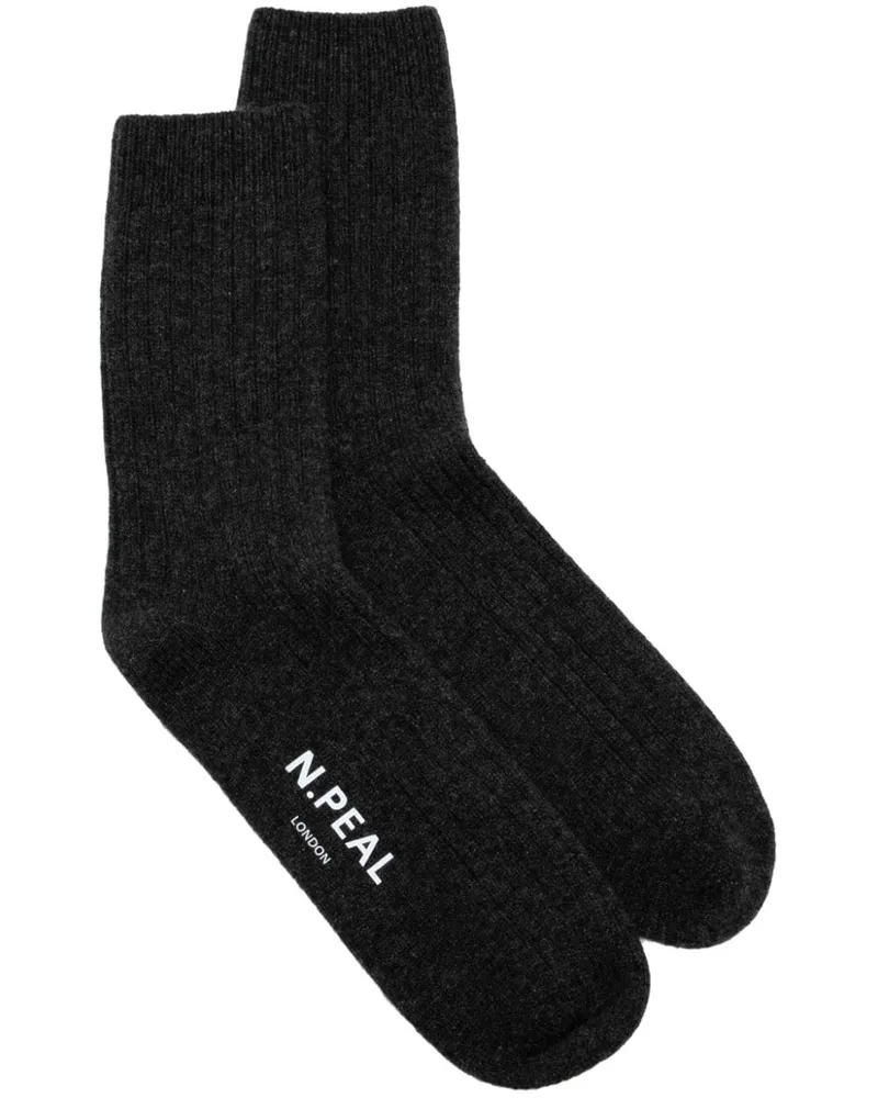 N.Peal Gerippte Socken - Grau Grau