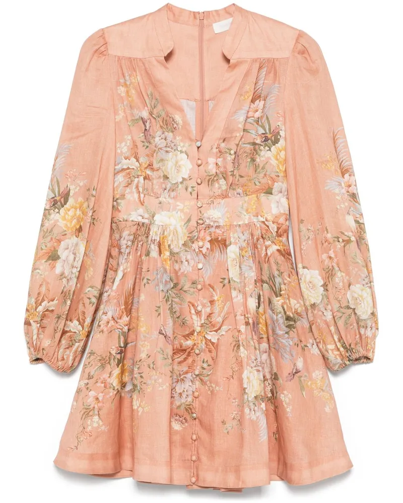 Zimmermann Tallow Plunge Minikleid - Rosa Rosa