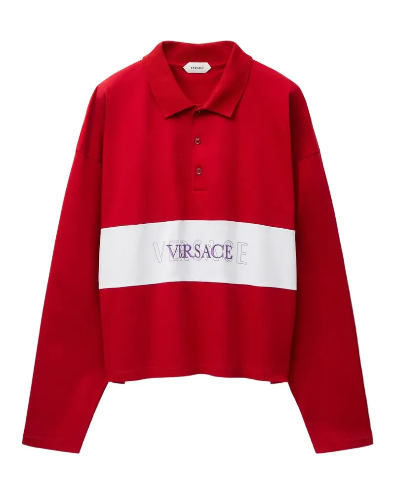 Versace Intarsien-Poloshirt mit Logo-Stickerei - Rot Rot