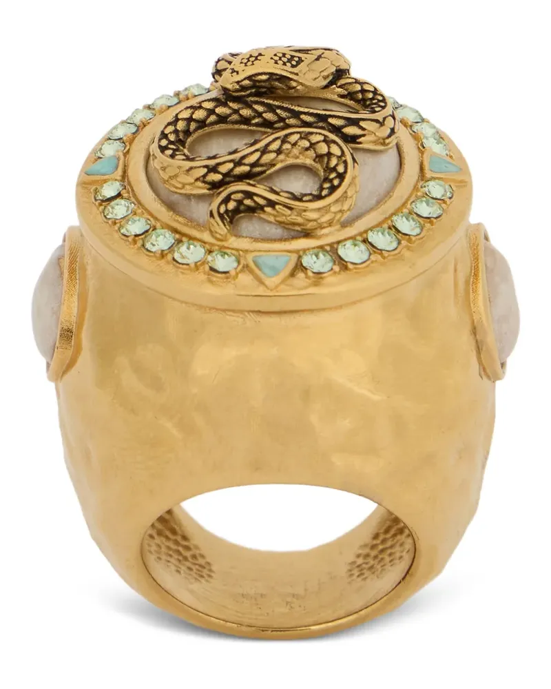 Roberto Cavalli Snake and Gemstone ring - Gold Gold