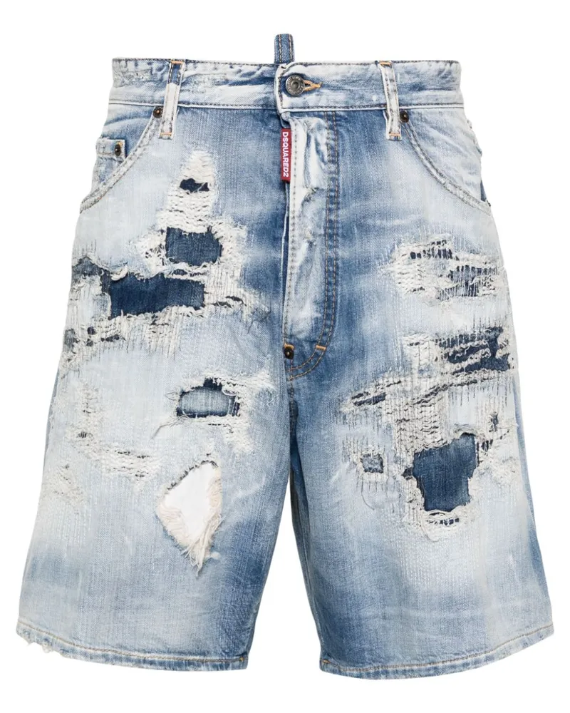 Dsquared2 Ausgeblichene Shark Bite Jeans-Shorts - Blau Blau