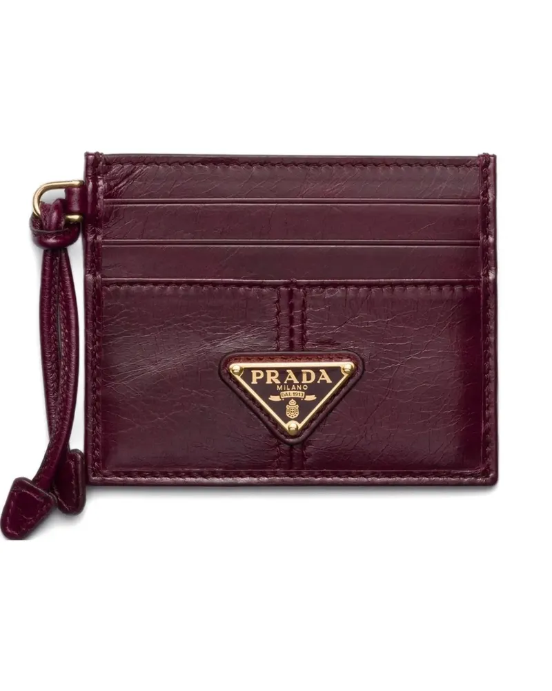 Prada Kartenetui mit Logo-Schild - Rot Rot