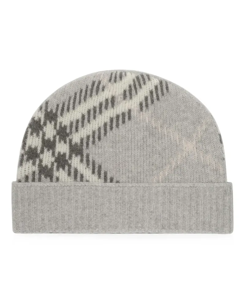 Burberry Check cashmere-blend beanie - Grau Grau