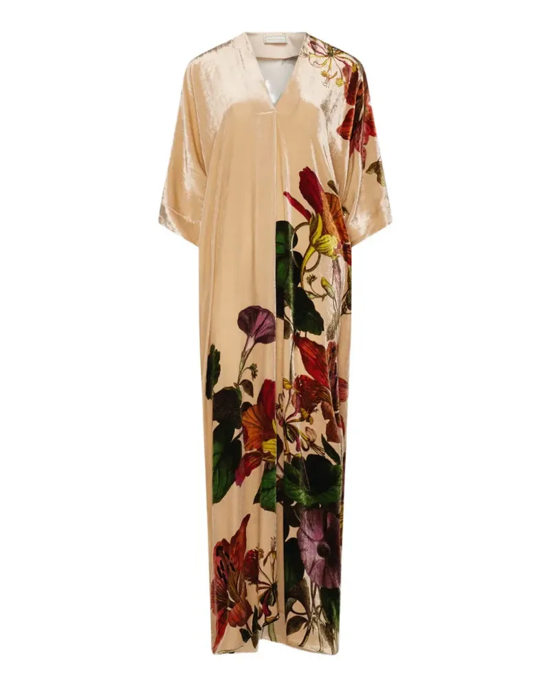 Pierre-Louis Mascia Kandox Maxikleid mit Blumenprint - Nude Nude