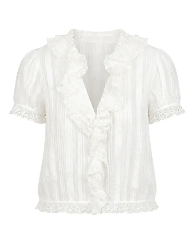 DÔEN Bernadette ruffled lace-trim blouse - Weiß Weiß
