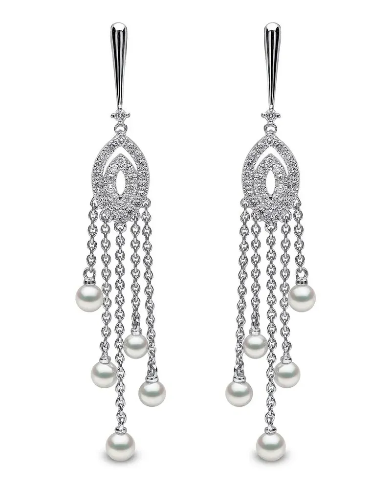 YOKO London 18kt Sleek Weißgoldohrringe mit Akoya-Perlen und Diamanten - Silber Silber