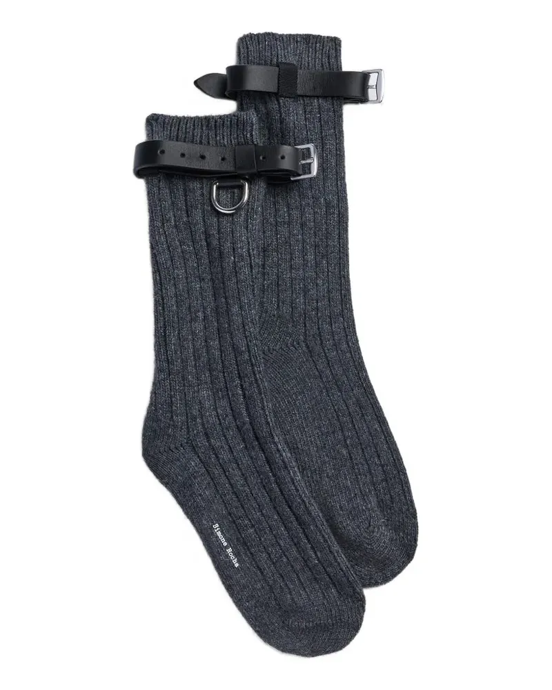 Simone Rocha leather-strap ribbed-knit socks - Grau Grau