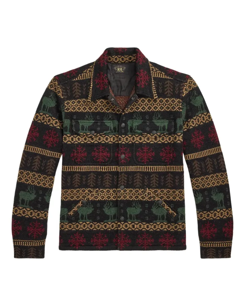 Ralph Lauren Hemdjacke mit Fair-Isle-Muster - Schwarz Schwarz
