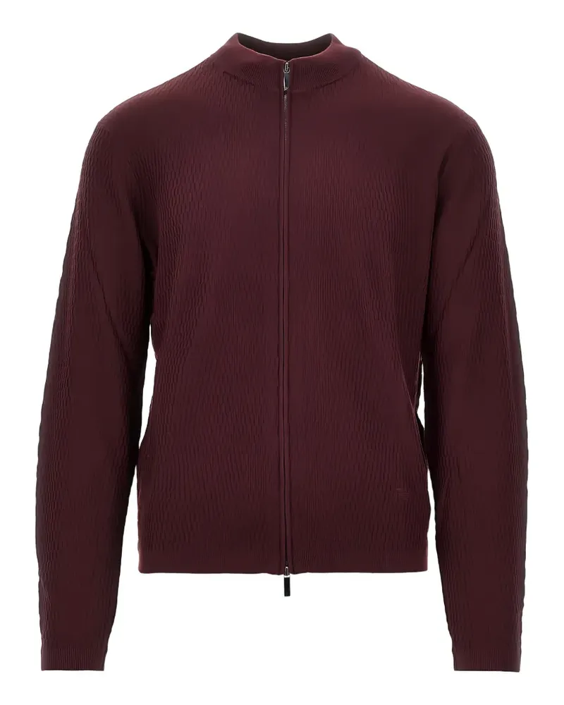 Emporio Armani textured zip-up cardigan - Rot Rot
