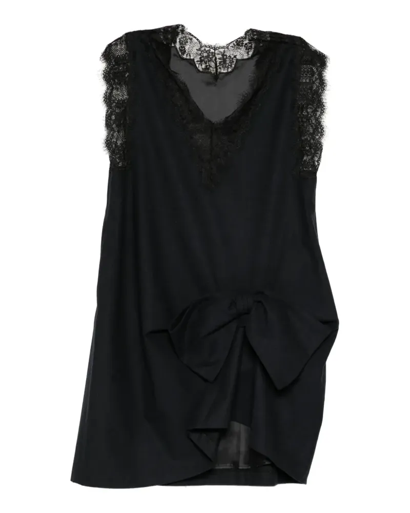 pushBUTTON lace-trim ribbon dress - Schwarz Schwarz