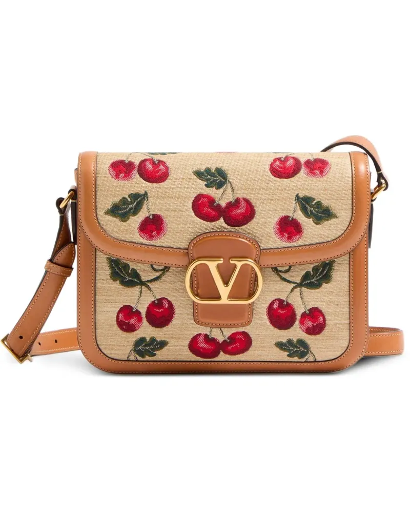 Valentino Garavani 9to5 Schultertasche mit Kirschmotiv - Nude Nude