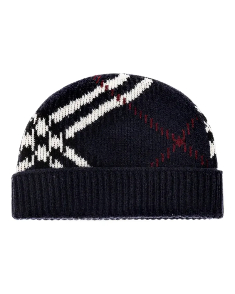Burberry Check Beanie aus Kaschmirgemisch - Blau Blau