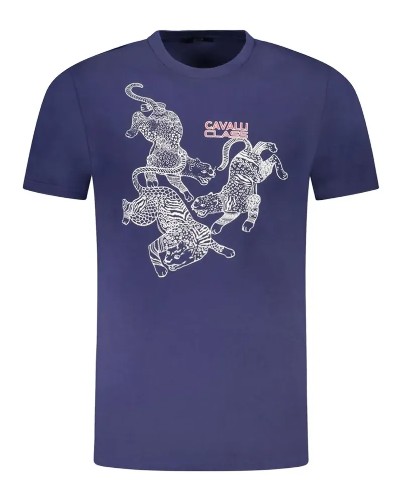 Roberto Cavalli leopard-print cotton T-shirt - Blau Blau