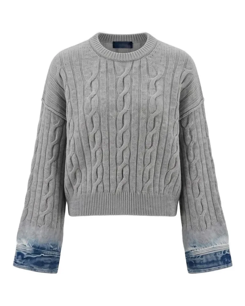 Haikure Pullover mit Zopfmuster und Jeansbündchen - Grau Grau