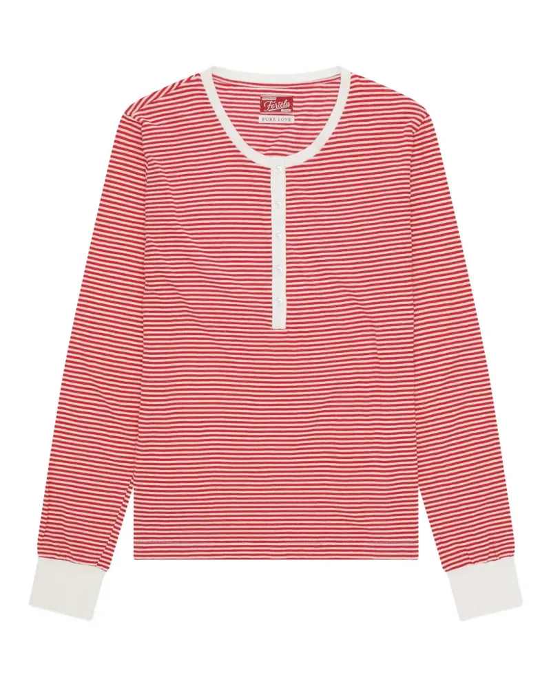Fortela striped button serafino T-shirt - Rot Rot