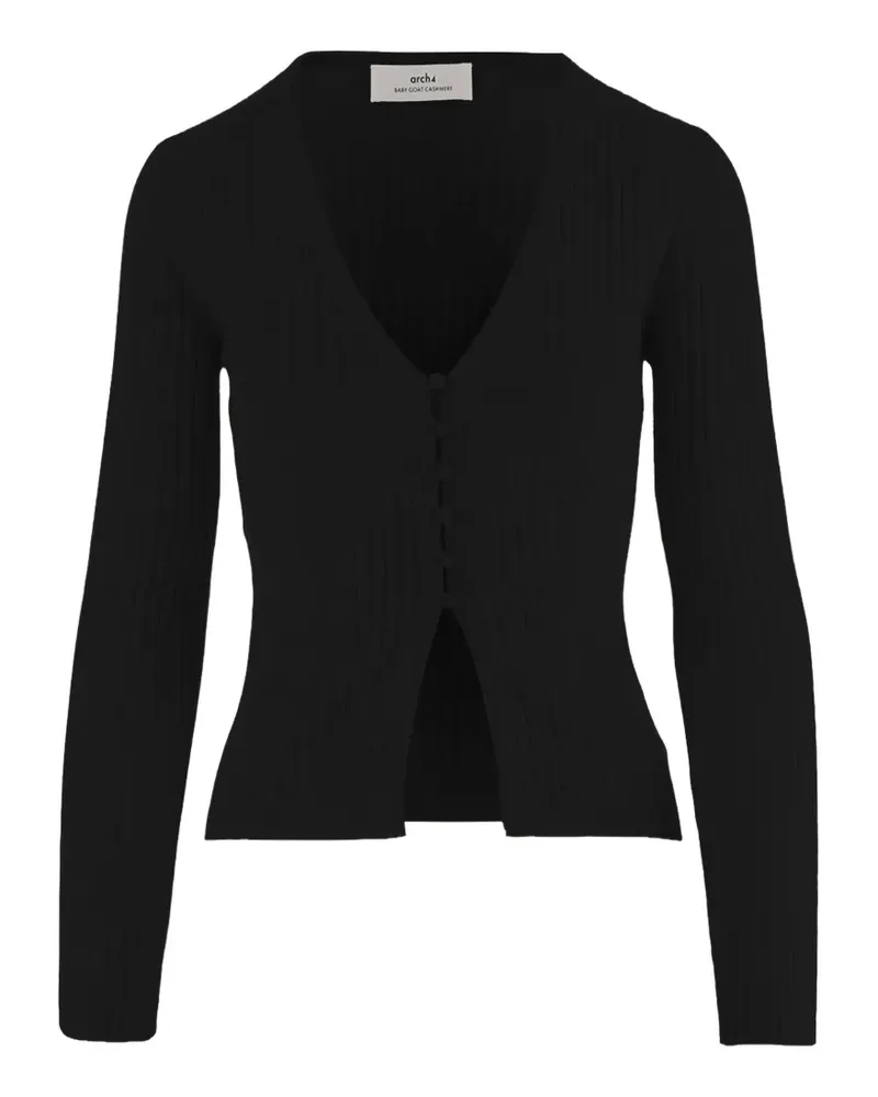 arch4 Gerippter Cardigan - Schwarz Schwarz