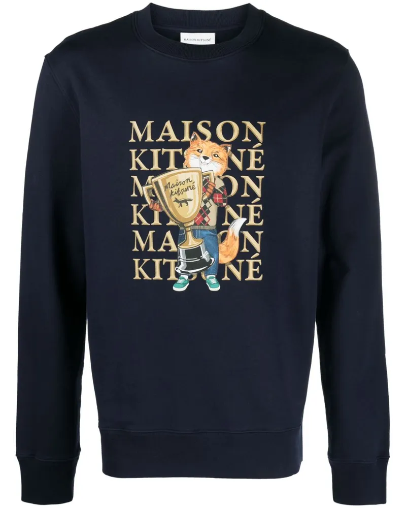 Kitsuné Sweatshirt mit Fuchs-Print - Blau Blau