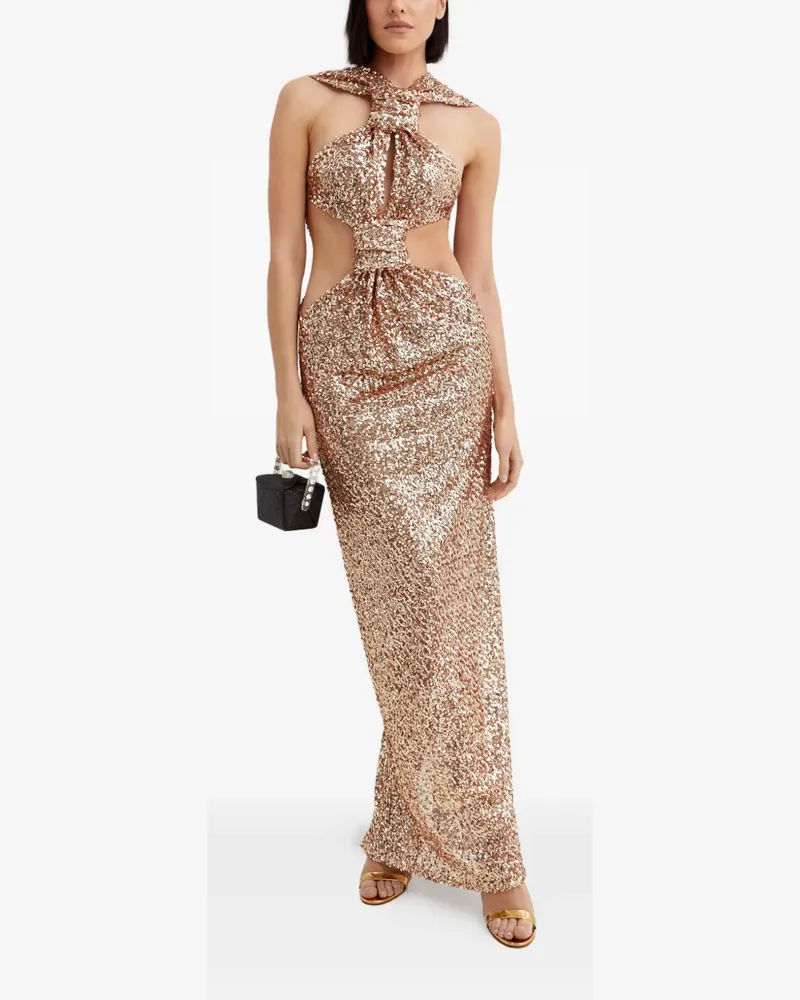 BRONX AND BANCO Sol sequin cut-out dress - Gold Gold