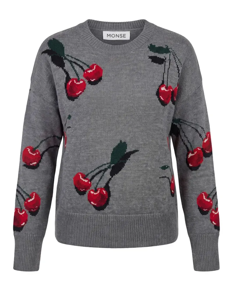 Monse Pullover mit Kirschmotiv - Grau Grau