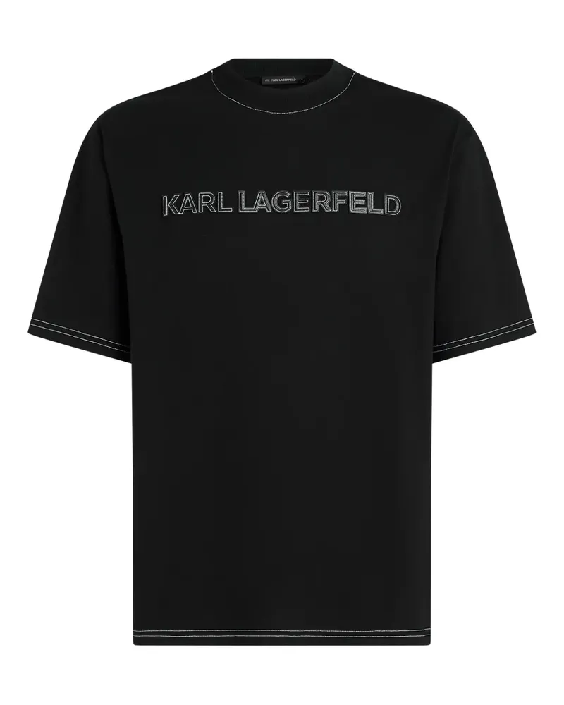Karl Lagerfeld T-Shirt mit Kontrastnaht - Schwarz Schwarz