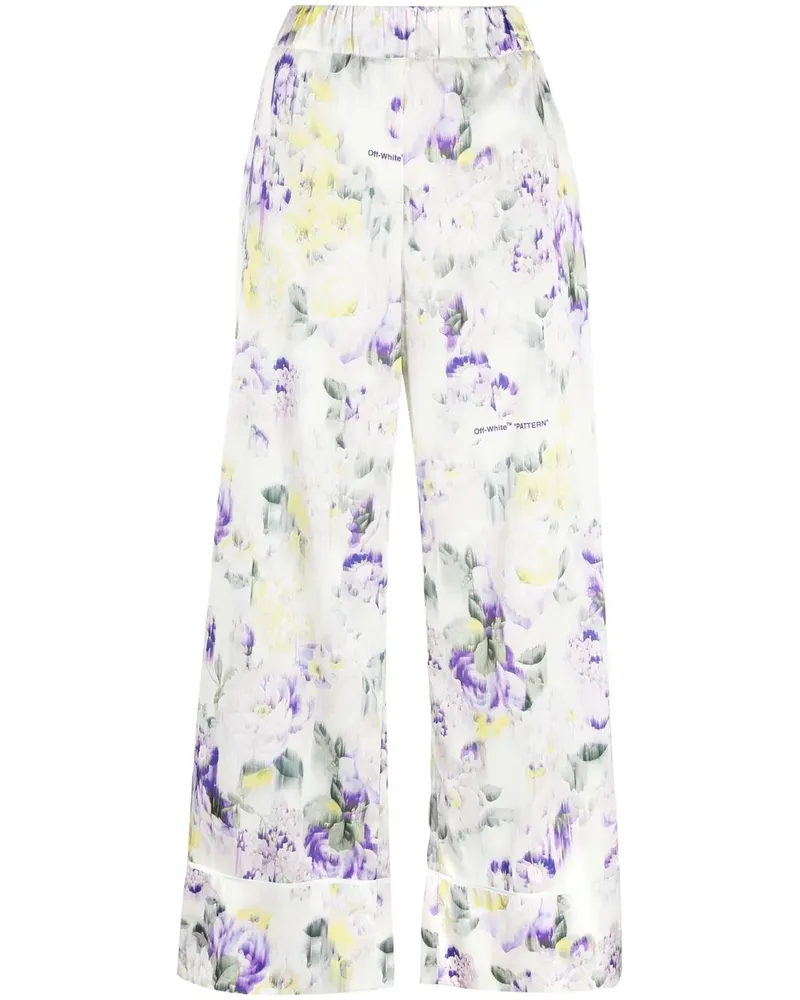 OFF-WHITE Palazzohose mit Blumen-Print - Grün Grün