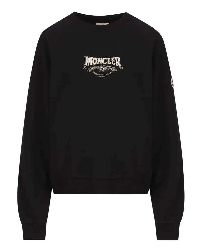 Moncler bead-embellished logo-patch sweatshirt - Schwarz Schwarz