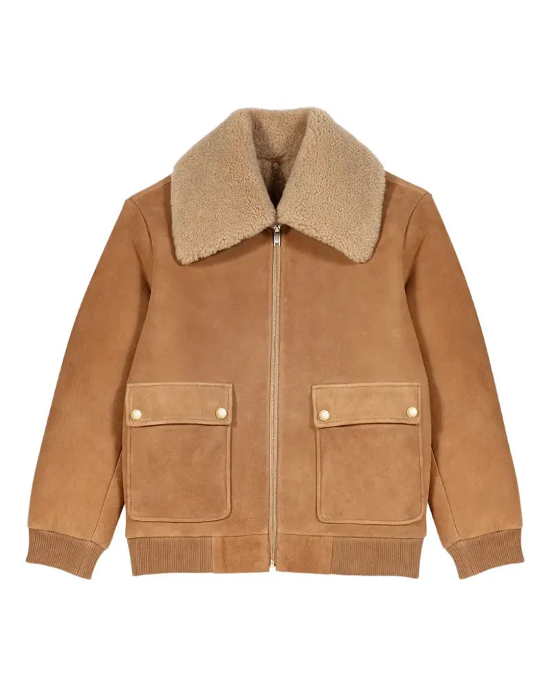 Maje Jacke mit Shearling-Kragen - Nude Nude