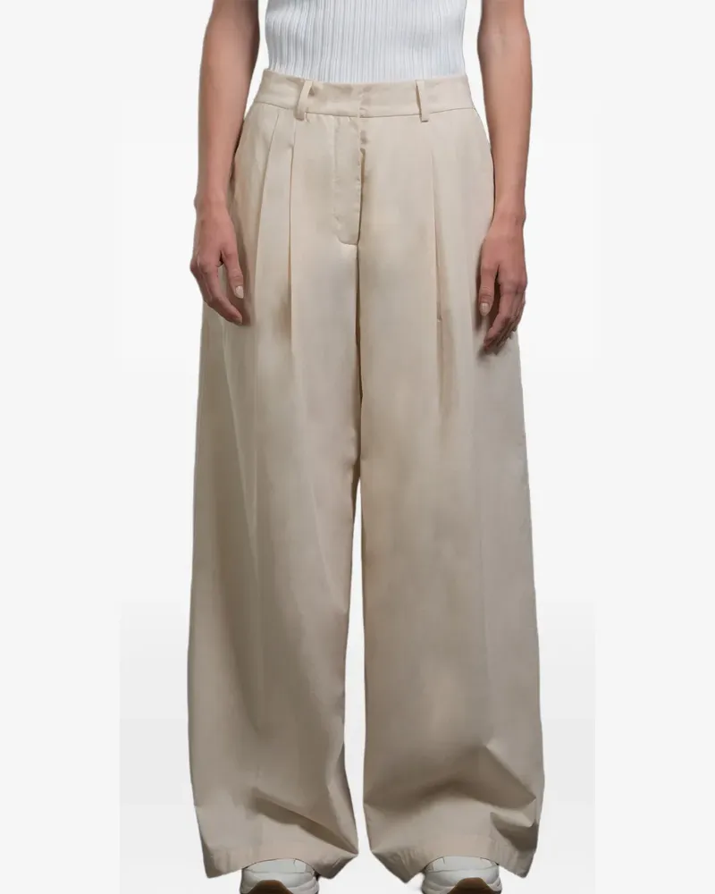MOORER Rumy pleated wide-leg trousers - Nude Nude