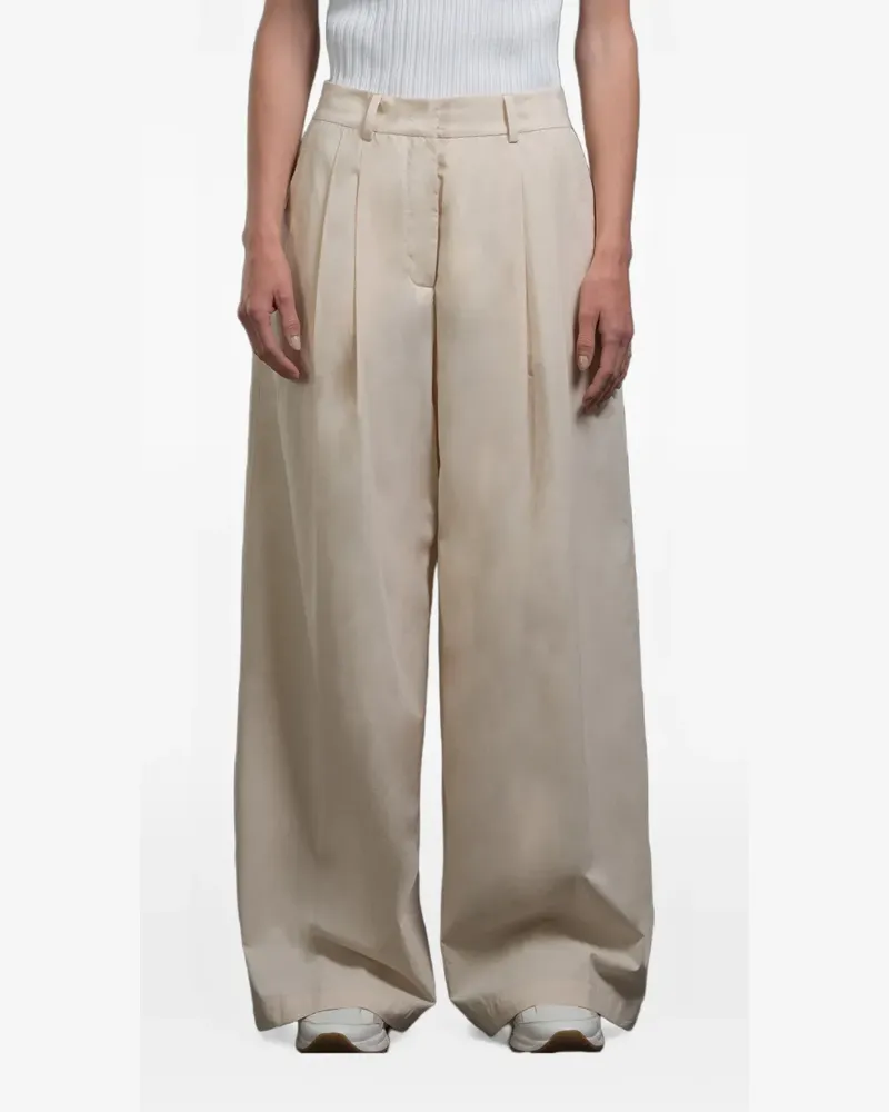 MOORER Rumy pleated wide-leg trousers - Nude Nude