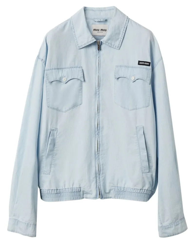 Miu Miu Bomberjacke aus Chambray - Blau Blau