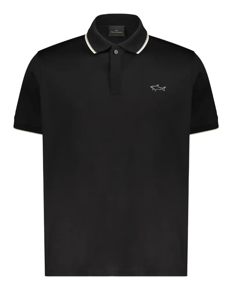 Paul & Shark logo-embroidered tipped-trim polo shirt - Schwarz Schwarz