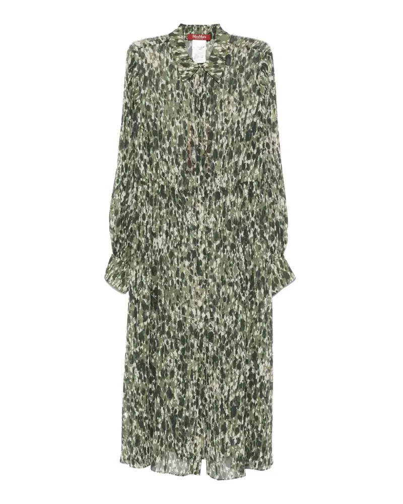 Max Mara abstract-print pleated dress - Grün Grün