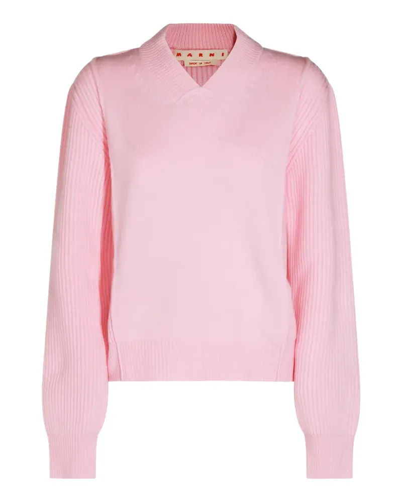 Marni ribbed-knit V-neck sweater - Rosa Rosa