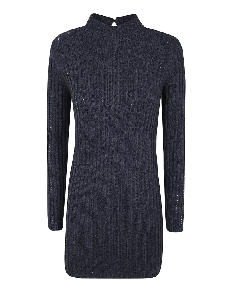 Twin-Set Kurzes Kleid aus Wollstrickgemisch mit Strass - Grau Grau