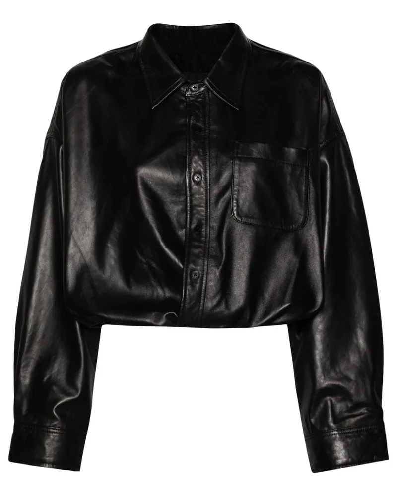 R13 Hemd aus Leder - Schwarz Schwarz
