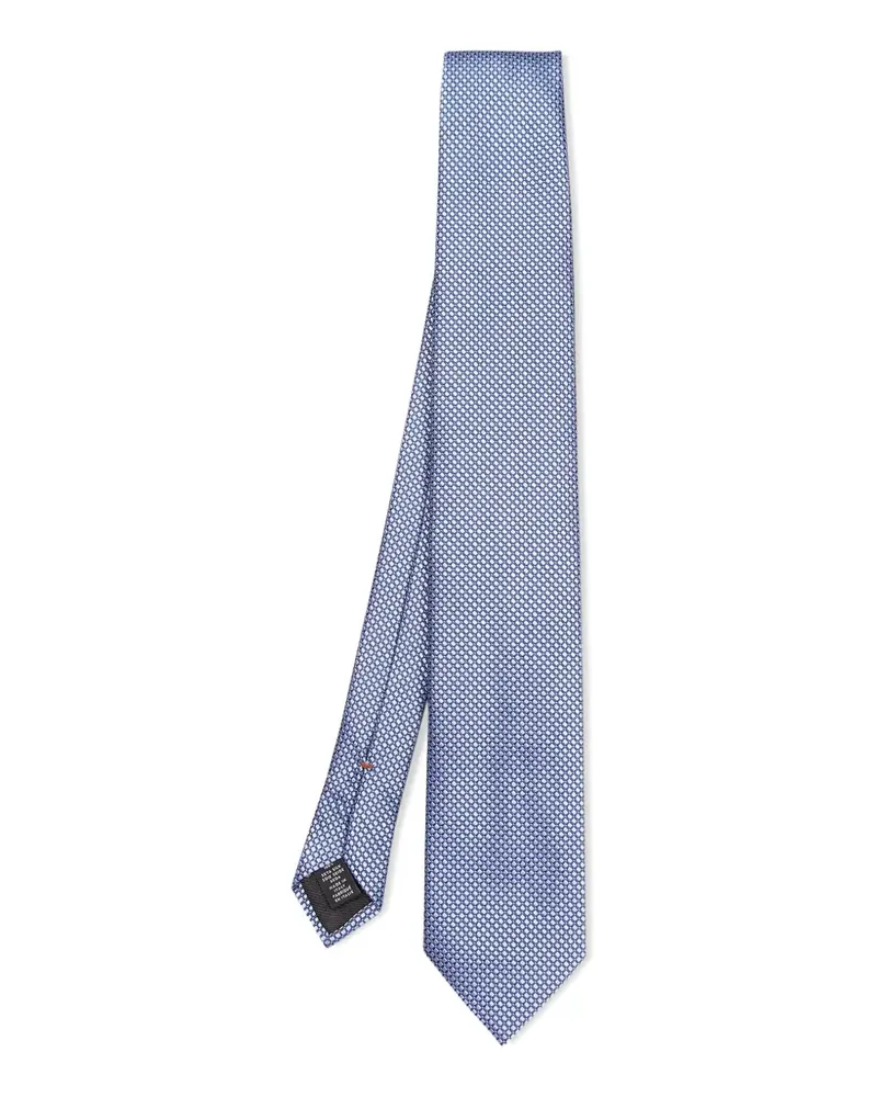 Ermenegildo Zegna Geometrisch gemusterte Seidenkrawatte - Blau Blau