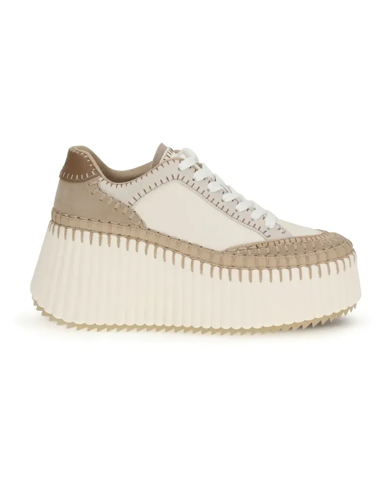 Chloé 80mm Nama suede wedge sneakers - Nude Nude