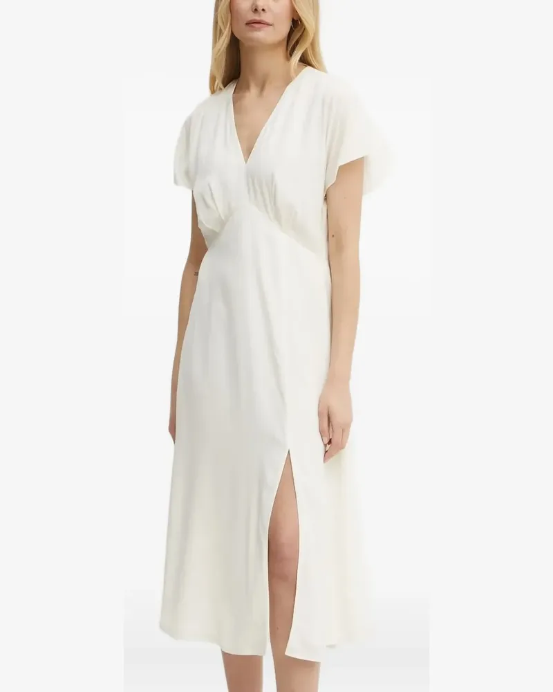 HUGO BOSS Midikleid mit V-Ausschnitt - Weiß Weiß
