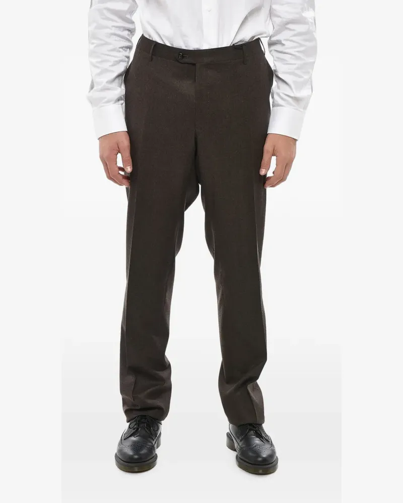Corneliani scalloped-hem virgin-wool trousers - Grau Grau