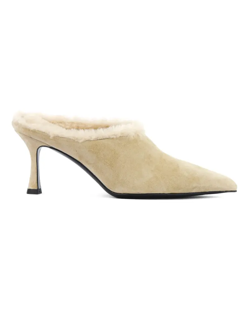 Guglielmo Rotta Wildleder-Pumps mit Shearling-Besatz - Nude Nude