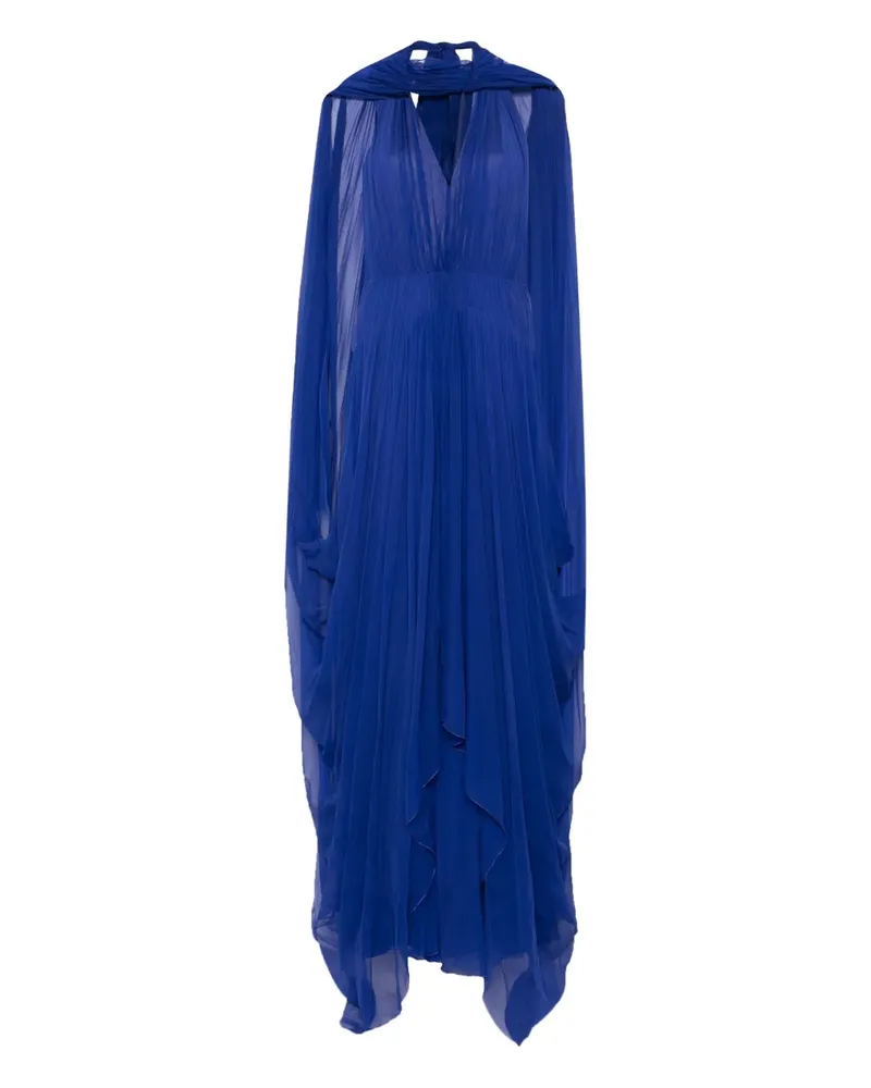 Alberta Ferretti Maxikleid mit Cape-Einsatz - Blau Blau