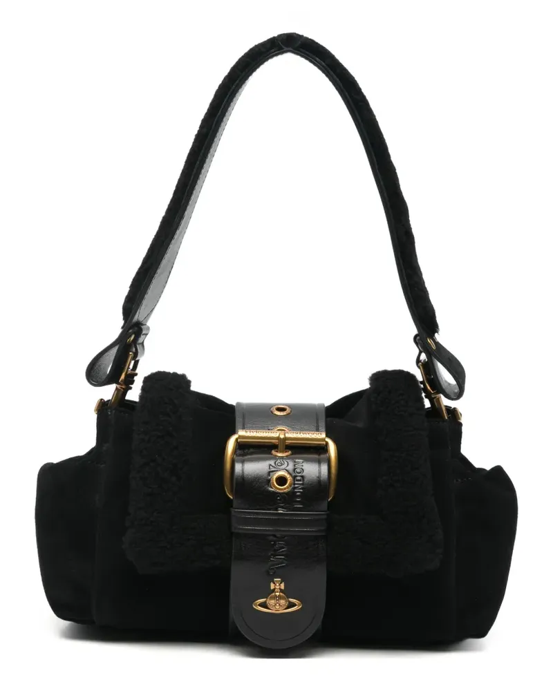 Vivienne Westwood Schultertasche mit Schnalle und Shearling-Besatz - Schwarz Schwarz