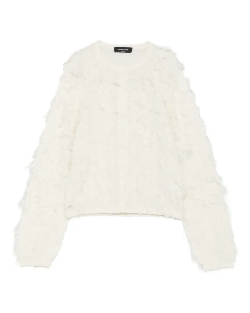 Fabiana Filippi Cardigan mit Fransen und Knopfleiste - Weiß Weiß
