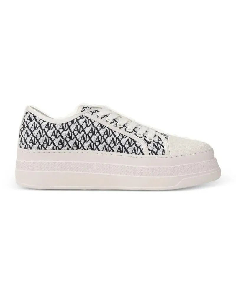 Armani Exchange AX monogram-print flatform sneakers - Weiß Weiß