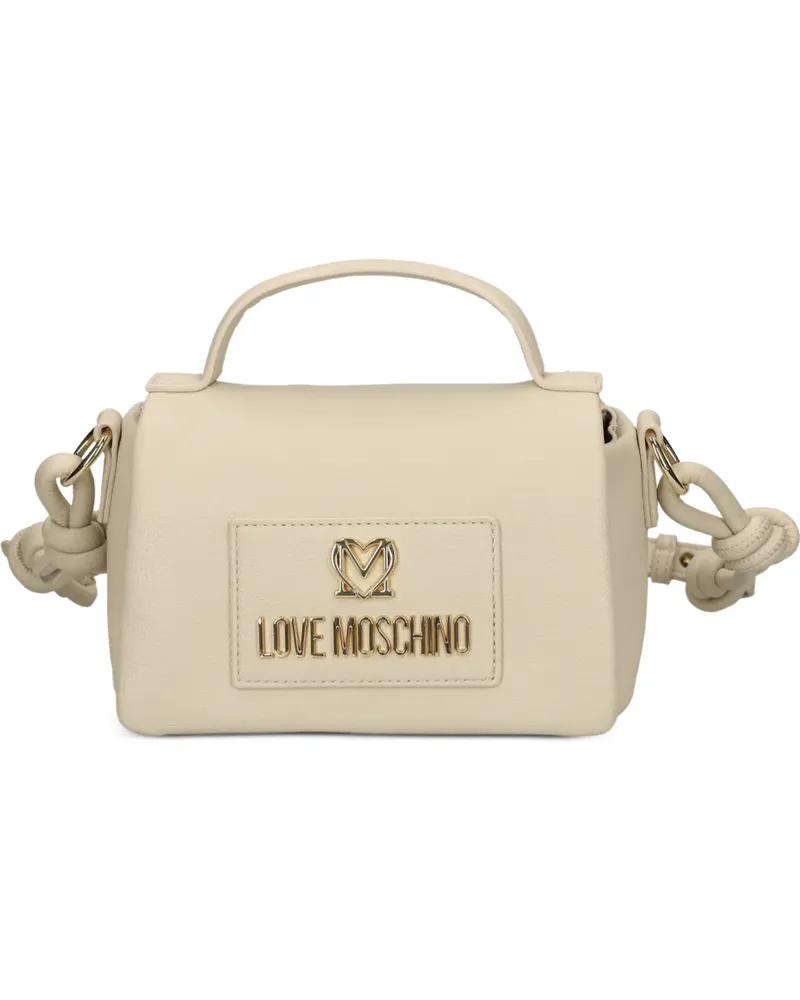 Moschino logo-plaque knotted-strap cross body bag - Nude Nude