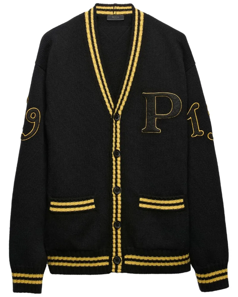 Prada Cardigan mit Patch-Detail Schwarz