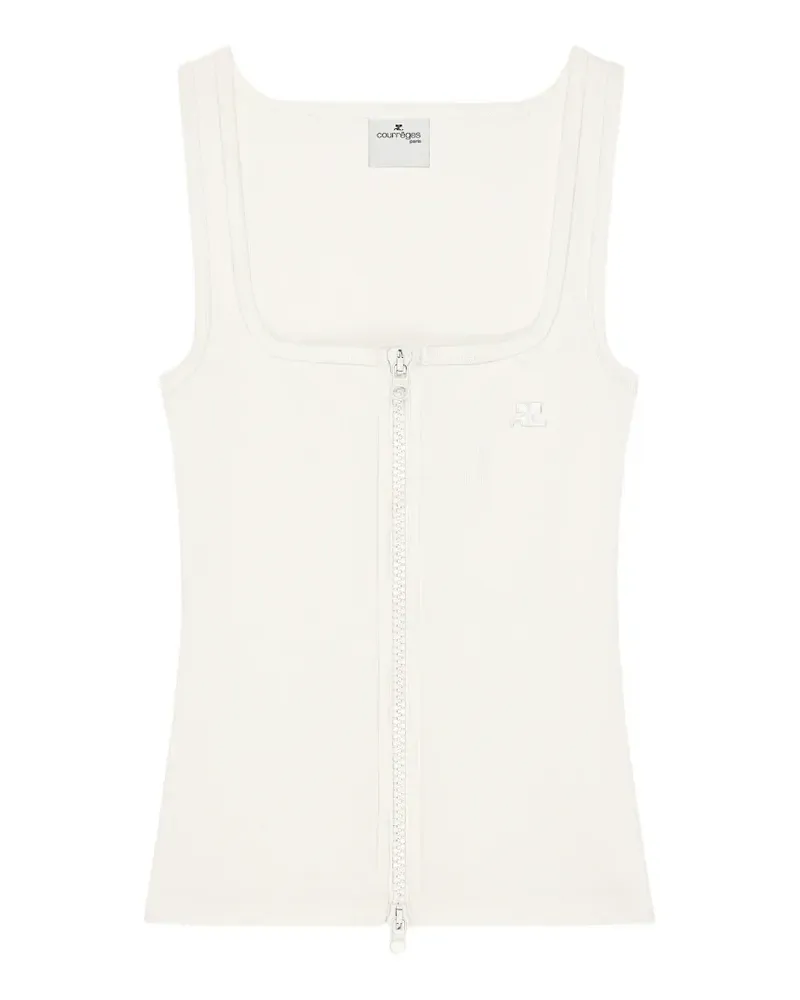 Courrèges Geripptes Tanktop mit Reißverschluss - Weiß Weiß