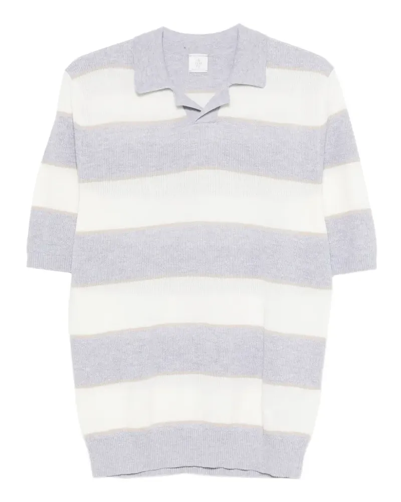 Eleventy Gestreiftes Poloshirt - Grau Grau